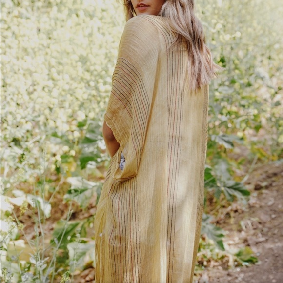 Women’s kimono pencil stripe yellow - Picture 2 of 2